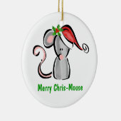 Chris Mouse met Santa Hat & Holly Keramisch Ornament (Rechts)