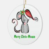 Chris Mouse met Santa Hat & Holly Keramisch Ornament (Links)