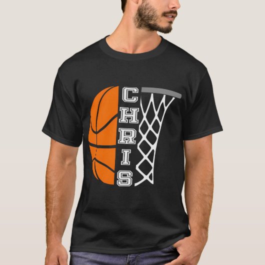 Chris Naam Gepersonaliseerde basketbalspeler Grafi T-shirt (Voorkant)