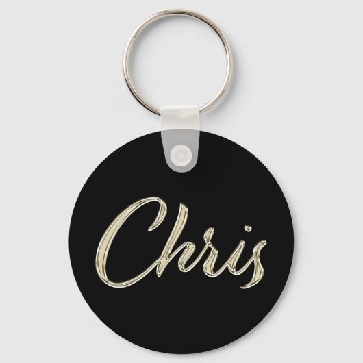 Chris Naam whitegold knopje sleutelhanger (Voorkant)