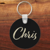 Chris Naam whitegold knopje sleutelhanger (Voorkant)
