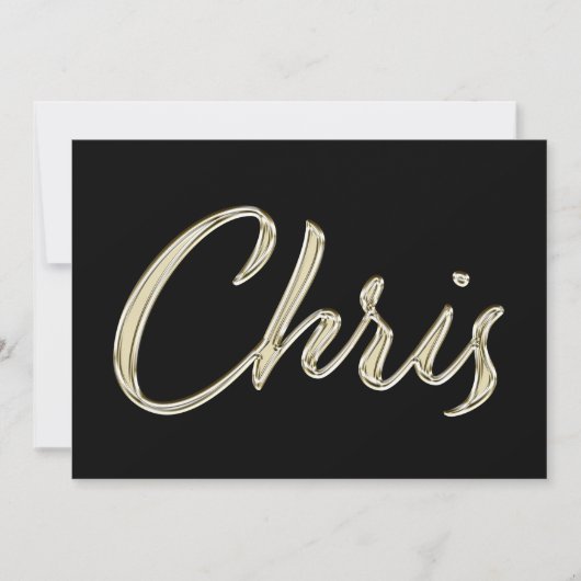 Chris Name white gold Handwriting Karte Kaart (Voorkant)