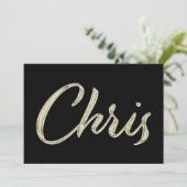 Chris Name white gold Handwriting Karte Kaart (Staand voorkant)