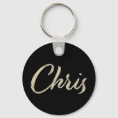 Chris Name whitegold Button Schlüsselanhänger Sleutelhanger (Voorkant)