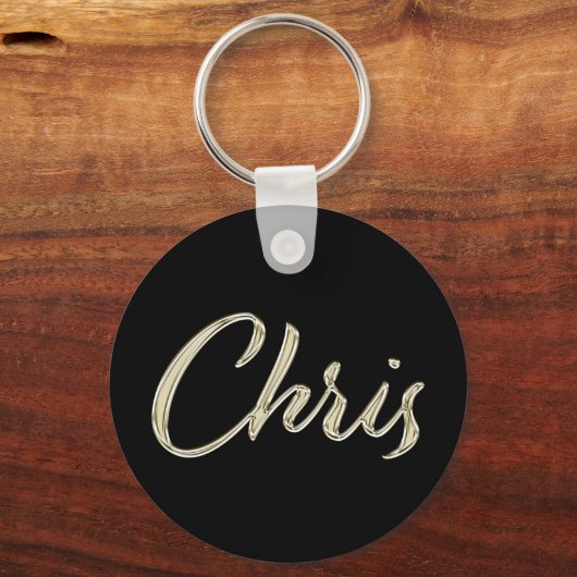 Chris Name whitegold Button Schlüsselanhänger Sleutelhanger (Voorkant)