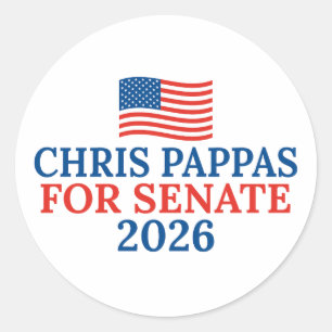 Chris Pappas voor Senaat 2026 Verkiezing Ronde Sticker