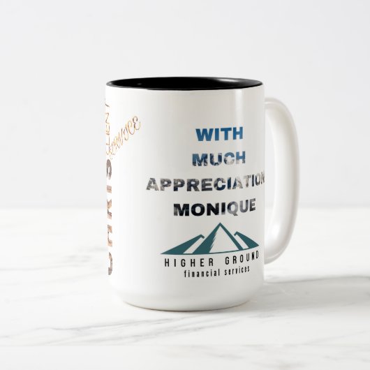 chris tweekleurige koffiemok (Voorkant rechts)