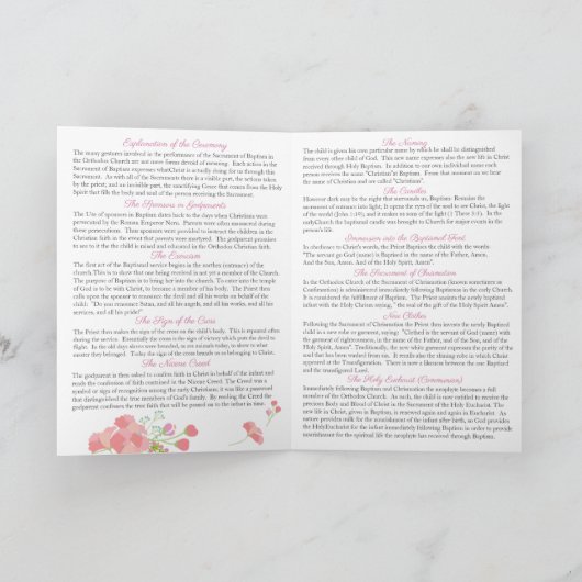 Chrisanthi Grieks-orthodoxe kerkbaptisme - program Programma (Binnen)