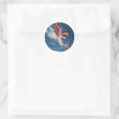 CHRISMAS ANGEL IN BLUE SKY, HOLIDAY PARTIJ RONDE STICKER (Tas)