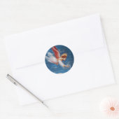 CHRISMAS ANGEL IN BLUE SKY, HOLIDAY PARTIJ RONDE STICKER (Envelop)
