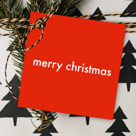 Chrismas Plain | Moderne, minimale helderrode naam Bedankjes Labels