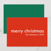 Chrismas Plain | Moderne, minimale helderrode naam Feestdagenkaart (Voorkant / Achterkant)