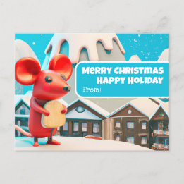 Chrismas Town Mice kreeg cadeau Briefkaart