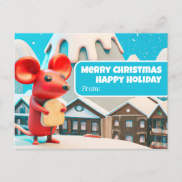 Chrismas Town Mice kreeg cadeau Briefkaart