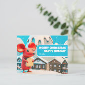 Chrismas Town Mice kreeg cadeau Briefkaart (Staand voorkant)