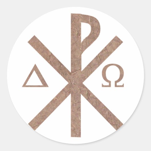 Chrisme Alpha Omega aspect daar. Ronde Sticker (Voorkant)