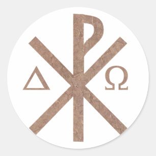 Chrisme Alpha Omega aspect terre. Ronde Sticker