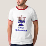 Chrismukkah Candy Cane Menorah T-Shirt<br><div class="desc">De term "Chrismukkah" begon in 2003 op een televisie-show genaamd "The O.C.". Het kan worden geïnterpreteerd als (1) het mengen van Kerstmis en Hanukkah tijdens het vakantieseizoen in huizen waar men joods is en een van de Christelijke protestanten. Het is een manier om beide zijden van een familie met twee...</div>