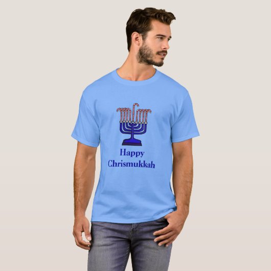 Chrismukkah Candy Cane Menorah T-Shirt (Voorkant volledig)