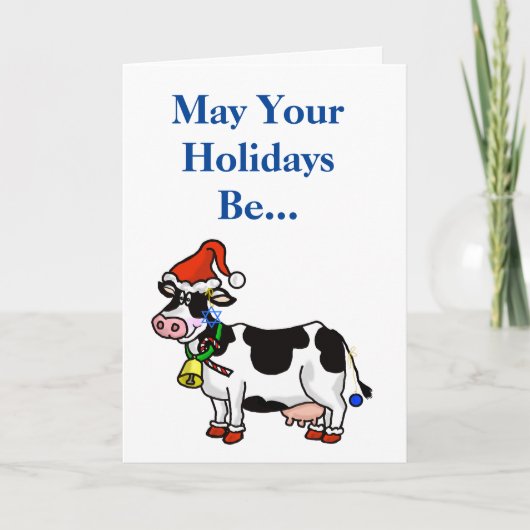 Chrismukkah Card met Koe Feestdagen Kaart (Voorkant)
