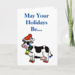 Chrismukkah Card met Koe Feestdagen Kaart<br><div class="desc">Met een gekke kaart wordt de "Mu" aangeduid als "Moo" met een joods-Christelijke vakantie-koe als het ontwerp.  Pas deze kaart aan zoals u wilt.</div>