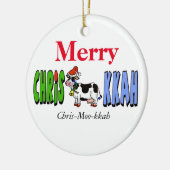 Chrismukkah Cow kerstversiering past het aan! Keramisch Ornament (Links)