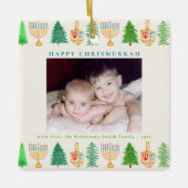 Chrismukkah Foto Gepersonaliseerde Vakantie w/jaar Keramisch Ornament (Voorkant)