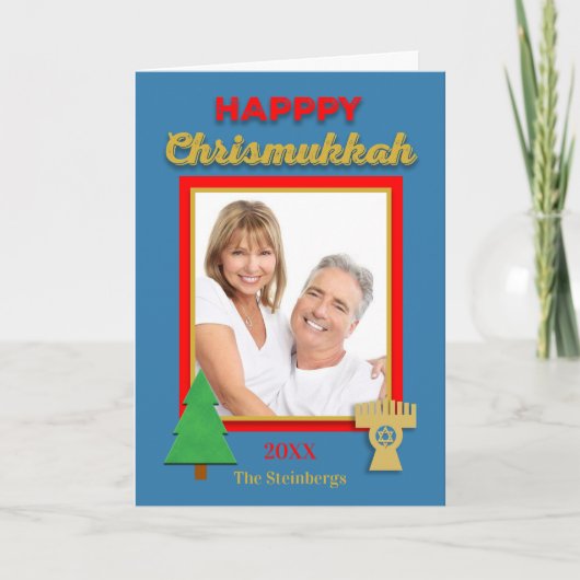 Chrismukkah Fotoboom en Menorah Kaart (Voorkant)