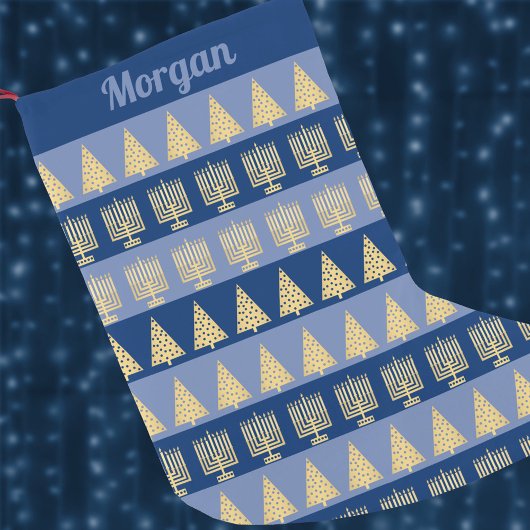 Chrismukkah Gold Menorah Tree Stripes Patroon Kleine Kerstsok