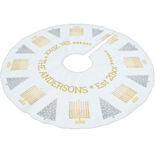 Chrismukkah Gold Menorahs Silver Trees Holiday Kerstboom Rok