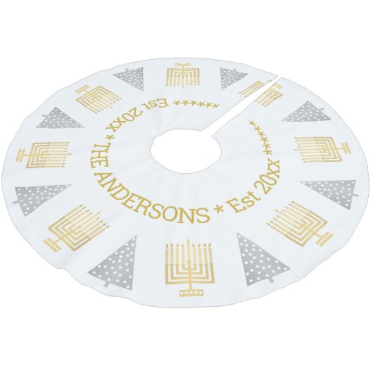 Chrismukkah Gold Menorahs Silver Trees Holiday Kerstboom Rok (Gekanteld)