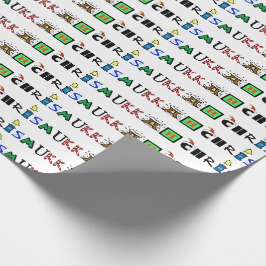 Chrismukkah Graphic Text Gift Wrap Cadeaupapier (Hoek)