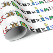 Chrismukkah Graphic Text Gift Wrap Cadeaupapier (Rol Hoek)