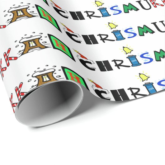 Chrismukkah Graphic Text Gift Wrap Cadeaupapier (Rol Hoek)
