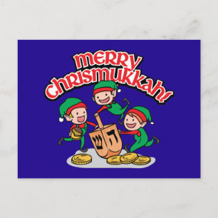 Chrismukkah Groeten met Elfen en Dreidels Feestdagenkaart