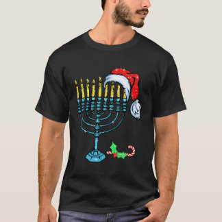 Chrismukkah Hannukah Santa Hat Familie Kerstmis Pa T-shirt