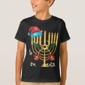 Chrismukkah Hannukah Santa Hat Familie Kerstmis Pa T-shirt (Voorkant)