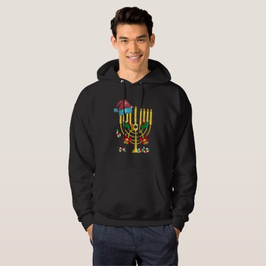 Chrismukkah Hannukah Santa Hat Family Christmas Pa Hoodie (Voorkant volledig)