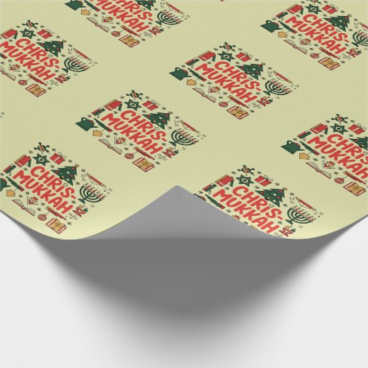 Chrismukkah Hanukkah Kerst Joodse Religieuze Cadeaupapier (Hoek)