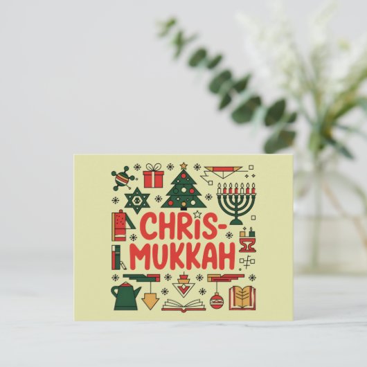 Chrismukkah Hanukkah Kerst Joodse Religieuze Feestdagenkaart (Staand voorkant)