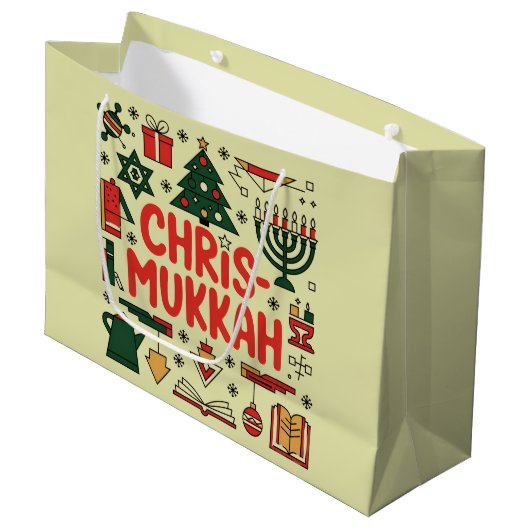 Chrismukkah Hanukkah Kerst Joodse Religieuze Groot Cadeauzakje (Voorkant Gekanteld)