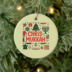 Chrismukkah Hanukkah Kerst Joodse Religieuze Keramisch Ornament