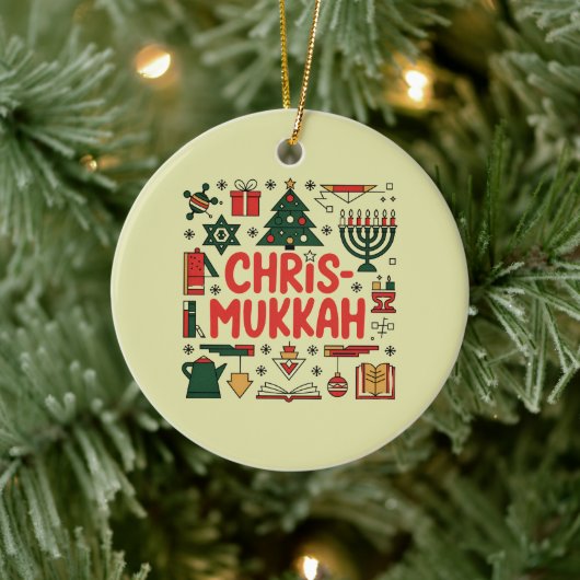 Chrismukkah Hanukkah Kerst Joodse Religieuze Keramisch Ornament (Boom)