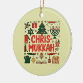 Chrismukkah Hanukkah Kerst Joodse Religieuze Keramisch Ornament (Links)