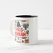 Chrismukkah Hanukkah Kerst Joodse Religieuze Tweekleurige Koffiemok (Voorkant links)