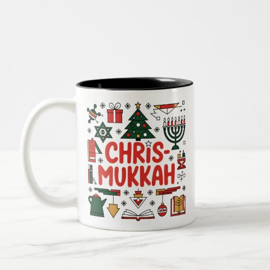 Chrismukkah Hanukkah Kerst Joodse Religieuze Tweekleurige Koffiemok (Links)