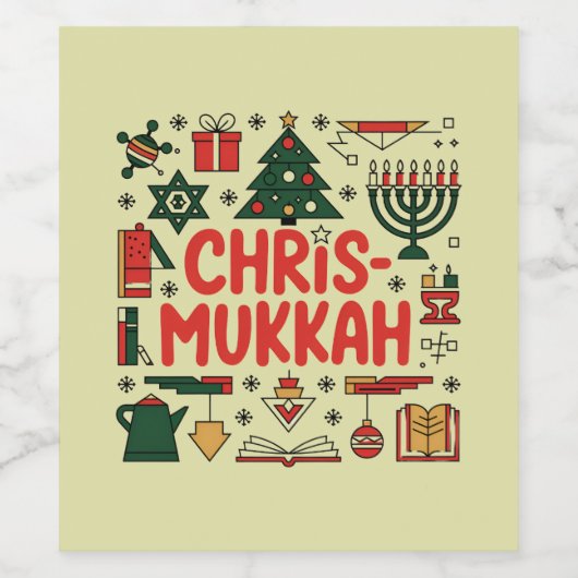 Chrismukkah Hanukkah Kerst Joodse Religieuze Wijn Etiket (Enkel label)