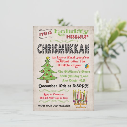Chrismukkah Holiday Party mashup Kaart (Staand voorkant)