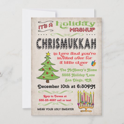Chrismukkah Holiday Party mashup Kaart (Voorkant)