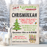 Chrismukkah Holiday Party mashup Kaart<br><div class="desc">Met deze leuke uitnodiging van Chrismukkah Holiday Party vieren we Kerstmis en Hanukkah. Hij is uitgerust met een kerstboom,  menorah en droomt met een leuke typografie tegen een grijze antiek achtergrond.</div>